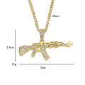 Hip Hop AK47 Pistole Zinklegierung pflastern mit Kristall Strass Gold Anhänger Halskette Mann Frauen Schmuck